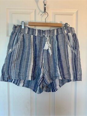 Briggs New York Blue and White Striped High Waist Shorts